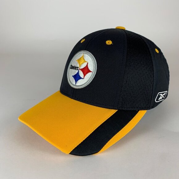 Pittsburgh Steelers NFL Black Gold Reebok Strapback Adjustable Hat - Picture 1 of 5